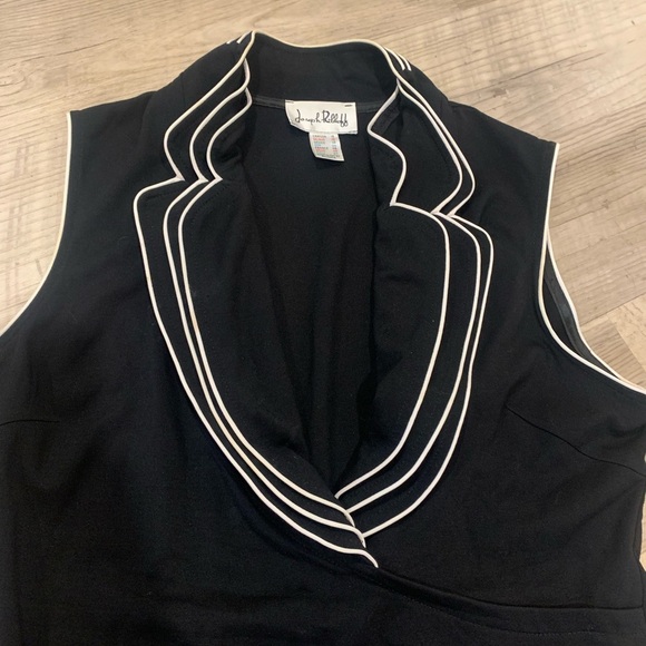 Joseph Ribkoff Black Midi Dress with White Trim - Picture 2 of 13